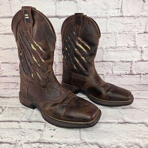 Cody James Western Performance Boots Mens Sz 10D Leather Scratch American Flag